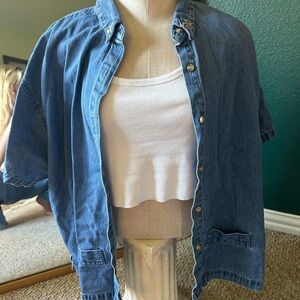 denim short sleeve button up